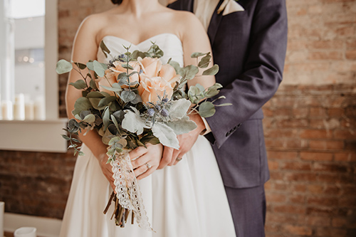 Wedding Couple embracing